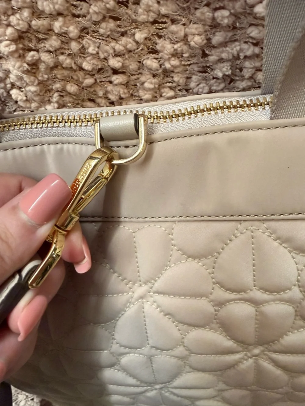 Kate Spade Greige Quilted Backpack - Picture 9 of 15